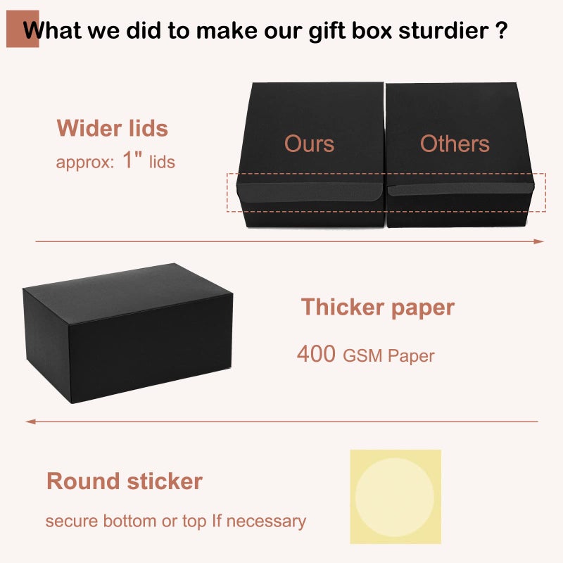 Mcfleet Black Gift Boxes with Lids 9x6x4 Inches 10 Pack Groomsmen Proposal Cardboard Craft Gift Box for Christmas  Wedding  Graduation  Holiday  Birthday Presents Packaging - Image 3